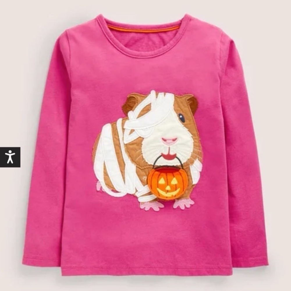 Mini Boden Pink Long Sleeve Tee with Mummy Guinea Pig 🎃